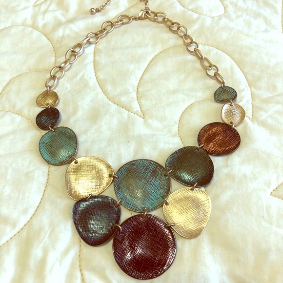Jewelry - Statement Necklace with Gold and Turquoise
